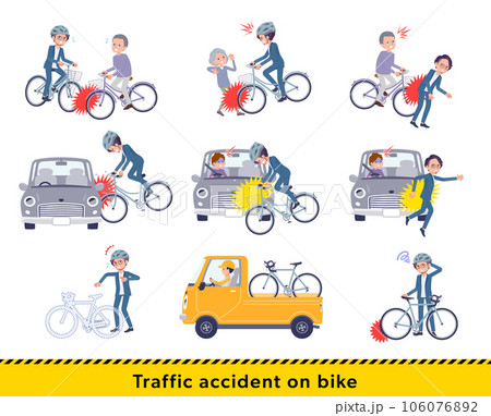 自転車事故に遭うビジネス男性のセット 106076892