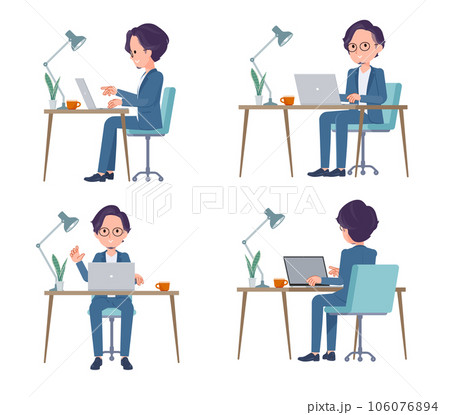 PCでデスクワークをしているビジネス男性のセット 106076894