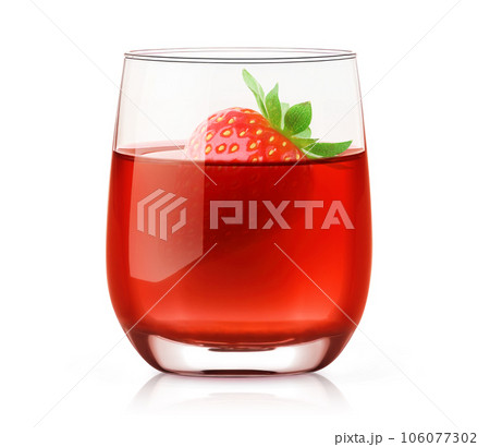 Fresh strawberry drink in a glass isolated on white background 106077302