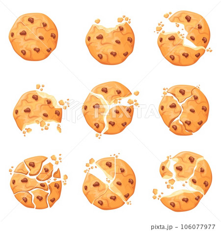 Crumbling cookie. Crunchy yummy cookies with...のイラスト素材 [106077977] - PIXTA