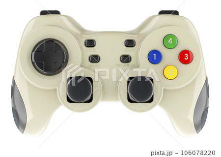 White game controller, top view. 3D rendering 106078220