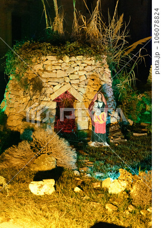 Christmas Nativity scene in the square in Lecce, Apulia, Italy. Italian crib Christmas Nativity scene in the square in Lecce, Apulia, Italy. Italian crib 106078824