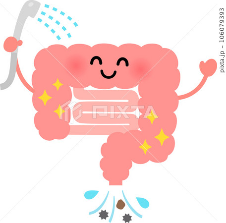 シャワーを浴びる腸のキャラクター 106079393