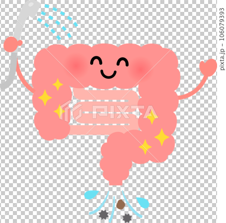シャワーを浴びる腸のキャラクター 106079393