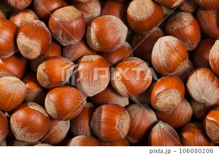 Hazelnuts as background closeup 106080206