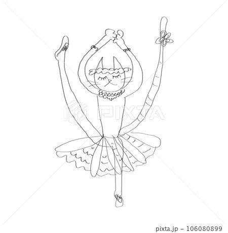 バレエを踊るネコのイラスト バレエを踊るネコのイラスト 106080899