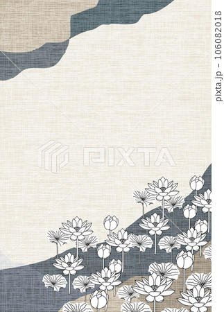 喪中 蓮 はがき 和柄 背景 喪中 蓮 はがき 和柄 背景 106082018