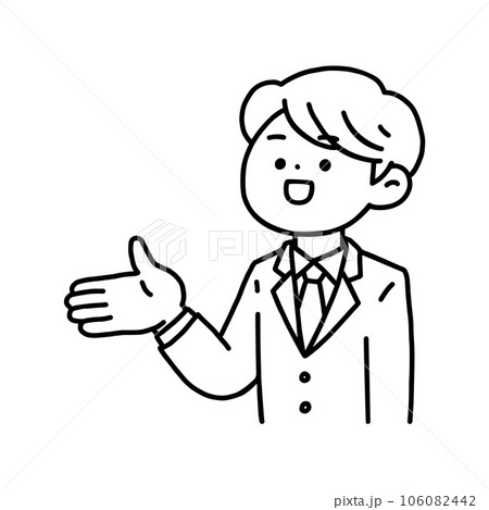 案内する男性・線画 106082442