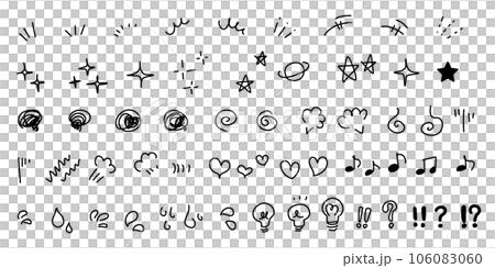 手描きの感情のあしらいの漫符イラスト アイコンセット 106083060