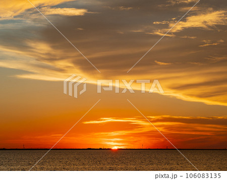 Beautiful sunset landscape of Lake Hefner Beautiful sunset landscape of Lake Hefner 106083135