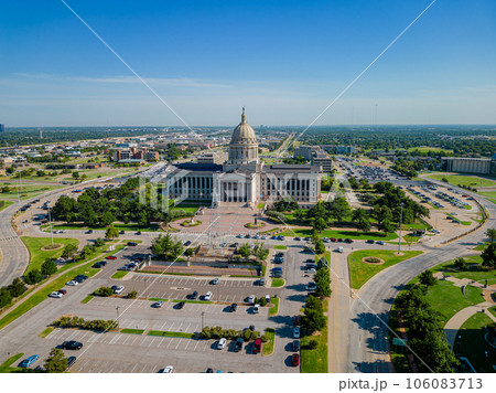 Aerial view of the Oklahoma State Capitol and dowtown cityscape 106083713