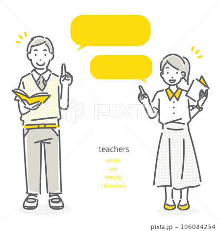 授業をする先生　シンプルでお洒落な線画イラスト　 106084254