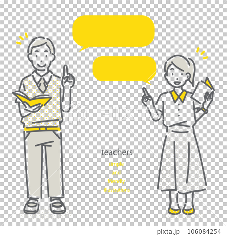 授業をする先生　シンプルでお洒落な線画イラスト　 106084254