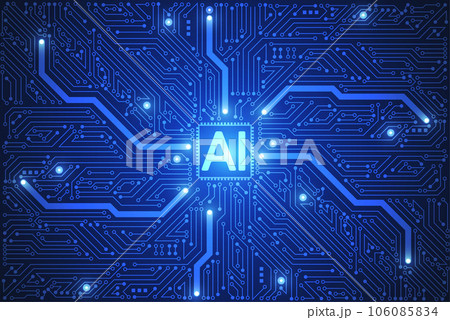 Artificial intelligence chipset on circuit board in futuristic concept technology artwork for web, banner, card, cover. Vector illustration 106085834