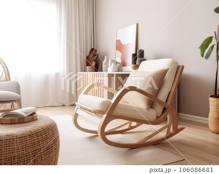 Comfortable living room with rocking chair. Generative AI 106086681