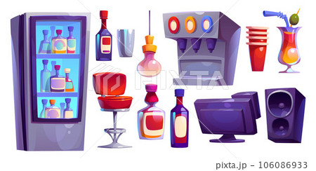 Equipment, furniture and drinks for bar counter 106086933