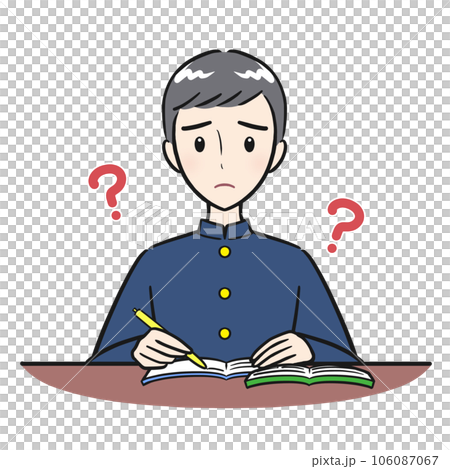 正在學習的男學生因為不明白問題而苦惱（彩色） 106087067