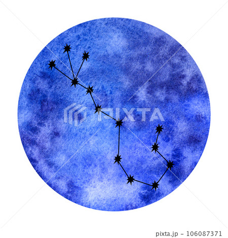 Astrological water elements zodiac signs. Horoscope icons set: cancer scorpio pisces. Hand draw watercolor illustration isolated. For logo, calendar 106087371