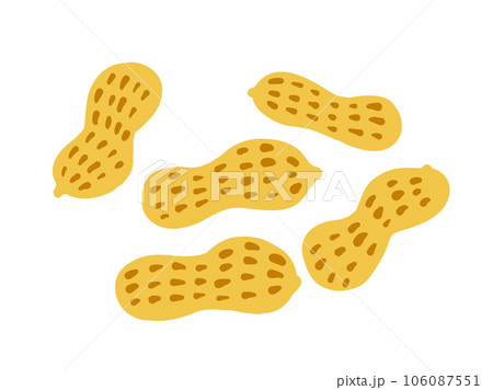 かわいい殻付きピーナッツ5個セット／手描きイラスト 106087551