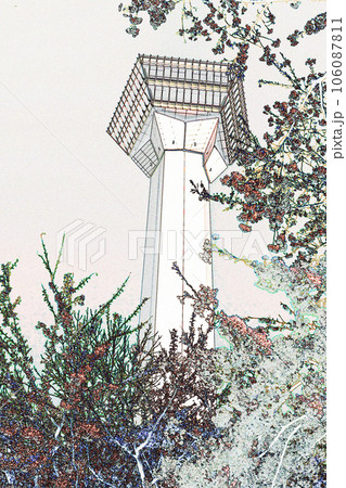 パステル調 ”春の五稜郭タワー 北海道” イラストイメージ パステル調 ”春の五稜郭タワー 北海道” イラストイメージ 106087811