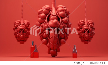3D illustration mockup of the human organ system, Anatomy, Nervous, circulatory, digestive, excretory, urinary,and bone systems. Medical education concept, Generative AI illustration 106088411