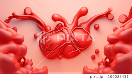 3D illustration mockup of the human organ system, Anatomy, Nervous, circulatory, digestive, excretory, urinary,and bone systems. Medical education concept, Generative AI illustration 106088451