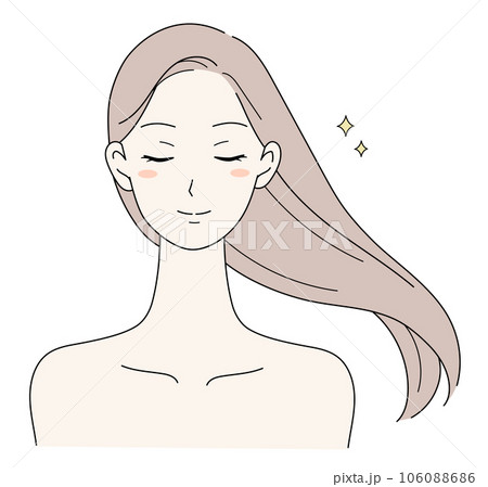 目を閉じている髪が綺麗なロングヘアの女性のイラスト 目を閉じている髪が綺麗なロングヘアの女性のイラスト 106088686