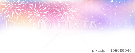 夕暮れのグラデーションに花火のベクターイラスト素材 106089046