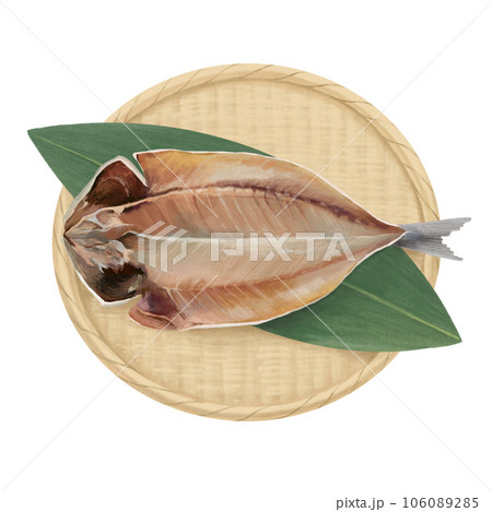 手描きのざるにのった干物のイラスト 106089285