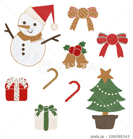 クリスマスの小物イラストセット　クリスマスカラー 106090543