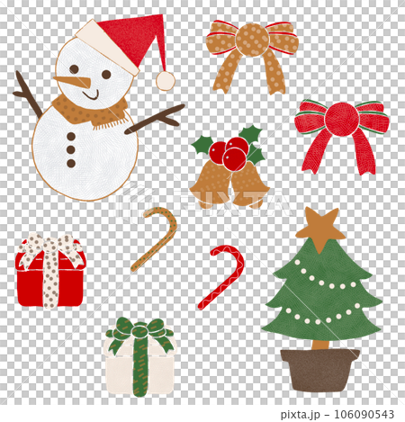 クリスマスの小物イラストセット　クリスマスカラー 106090543