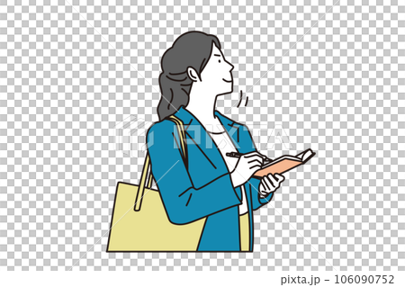 Asian business woman enthusiastically taking notes Asian business woman enthusiastically taking notes 106090752