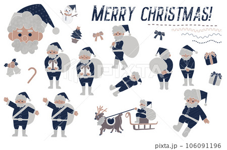 クリスマスのセットイラスト シックカラー クリスマスのセットイラスト シックカラー 106091196