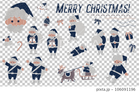 クリスマスのセットイラスト シックカラー クリスマスのセットイラスト シックカラー 106091196