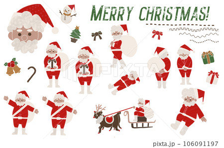 クリスマスのセットイラスト　クリスマスカラー 106091197