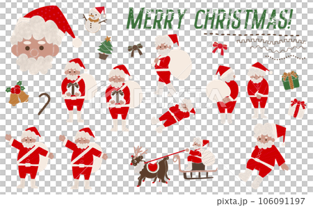 クリスマスのセットイラスト　クリスマスカラー 106091197