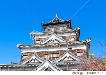 広島県広島市 人気の観光スポット 快晴の広島城天守 広島県広島市 人気の観光スポット 快晴の広島城天守 106091463