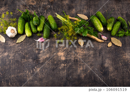 Ingredients for pickled or marinated cucumber Ingredients for pickled or marinated cucumber 106091519