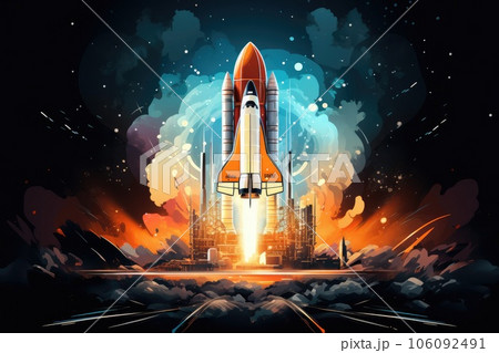 Spaceship launch for exploration galaxy. Space Rocket Generative AI 106092491
