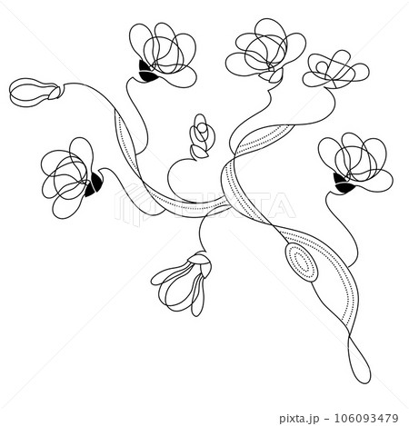 Magnolia flower line art 106093479