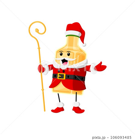 Cartoon Christmas tex mex mexican tequila drink character wearing Santa costume, holding staff, adding a playful holiday spirit to the festive scene. Isolated vector father Noel bottle celebrate Xmas Cartoon Christmas tex mex mexican tequila drink character wearing Santa costume, holding staff, adding a playful holiday spirit to the festive scene. Isolated vector father Noel bottle celebrate Xmas 106093485