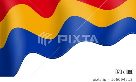 Armenia country flag realistic independence day background. Armenian commonwealth banner in motion waving, fluttering in wind 106094512