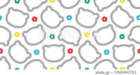 bear polar seamless pattern rope face head flower daisy cartoon vector teddy gift wrapping paper tile background repeat wallpaper doodle scarf isolated illustration design 106094783