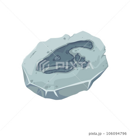 Dinosaur fossil, ancient stone dino skeleton imprint. Cartoon skull bones of Jurassic animal. Vector rock with silhouette of parasaurolophus dinosaur head bones, prehistoric reptile fossil Dinosaur fossil, ancient stone dino skeleton imprint. Cartoon skull bones of Jurassic animal. Vector rock with silhouette of parasaurolophus dinosaur head bones, prehistoric reptile fossil 106094796
