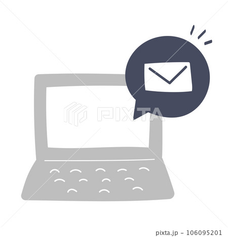 メールが届いたパソコンのイラスト 106095201