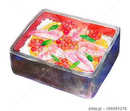 重箱のちらし寿司 お寿司 水彩イラスト 重箱のちらし寿司 お寿司 水彩イラスト 106095270