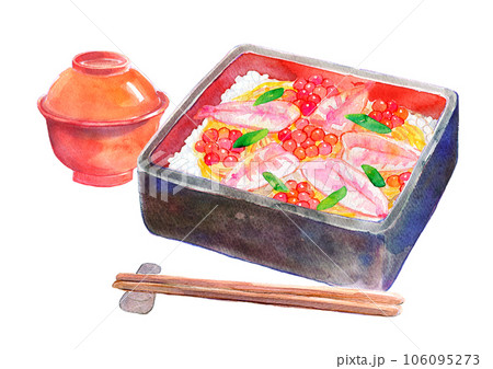 重箱のちらし寿司 お寿司 水彩イラスト 重箱のちらし寿司 お寿司 水彩イラスト 106095273