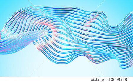 Transparent glossy glass wire. Curved wave in motion.  Transparent glossy glass wire. Curved wave in motion.  106095302