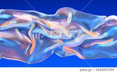 Transparent glossy glass ribbon. Curved wave in motion. Transparent glossy glass ribbon. Curved wave in motion. 106095304