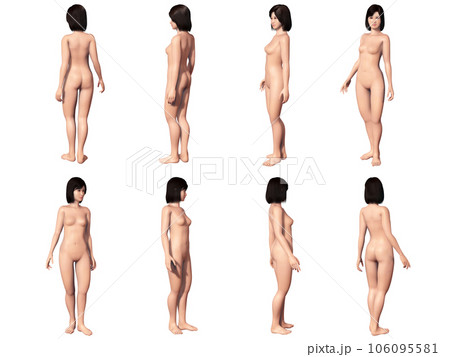 女性 裸 人体 CGイラスト 8方向 アルファ付き 女性 裸 人体 CGイラスト 8方向 アルファ付き 106095581